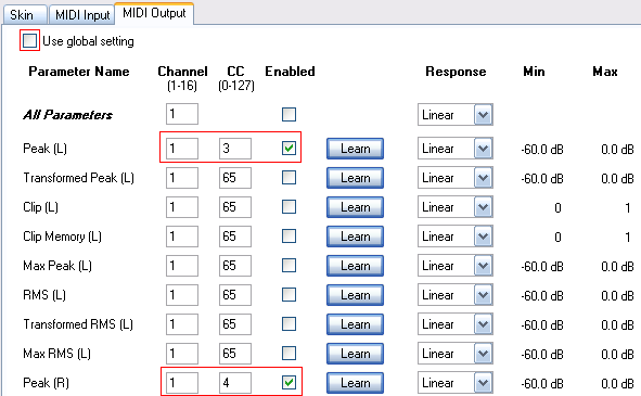 Step 03.1 Note that for stereo tracks you will need to enable both L and R peak parameters